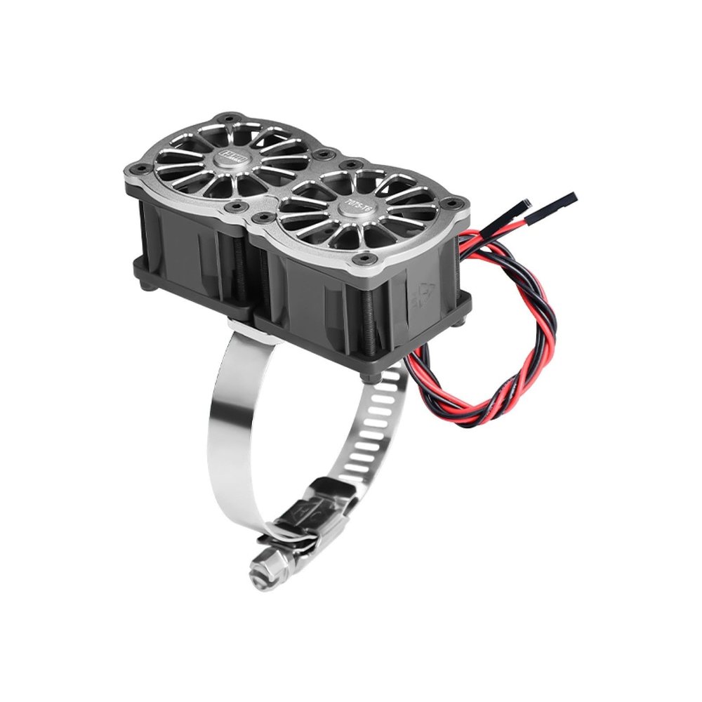 Aluminum 7075-T6 Alloy+316 Stainless Steel Dual 40X28mm Cooling Fan Ajustable for 56-70 Series Motor - Silver