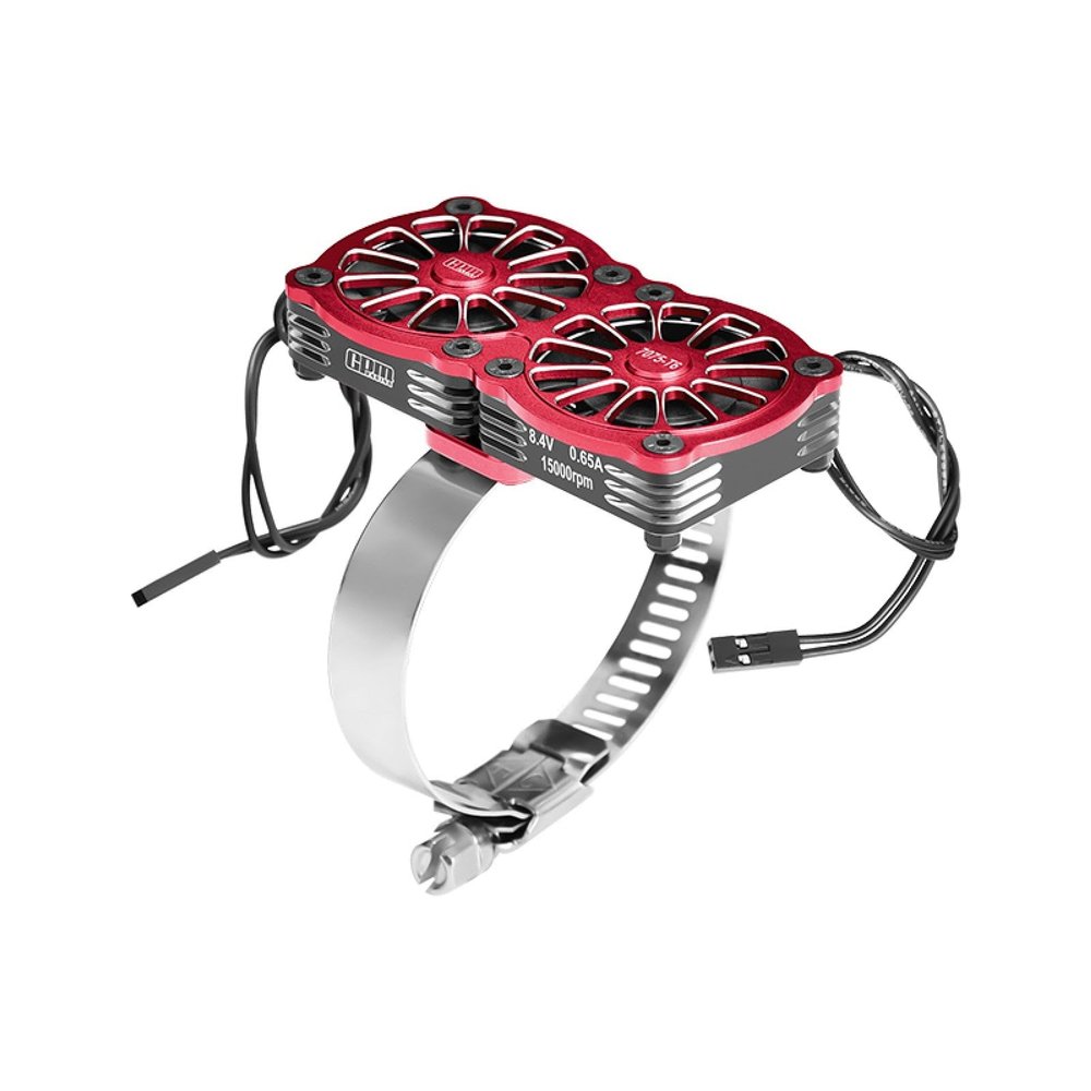 Aluminum 7075-T6 Alloy+316 Stainless Steel Dual 40X40mm Cooling Fan Ajustable for 56-70 Series Motor - Red