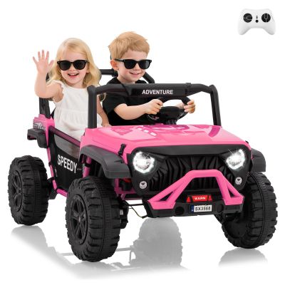 24V 2 Seater Ride on Car with Remote Control, 4WD Electric Toy Car for Big Kids, Bluetooth, LED Lights & Spring Suspension, Pink