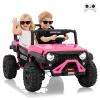 24V 2 Seater Ride on Car with Remote Control, 4WD Electric Toy Car for Big Kids, Bluetooth, LED Lights & Spring Suspension, Pink view 1
