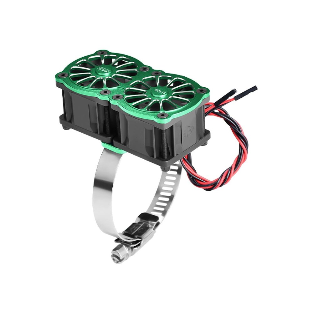 Aluminum 7075-T6 Alloy+316 Stainless Steel Dual 40X28mm Cooling Fan Ajustable for 56-70 Series Motor - Green