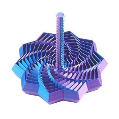 3D Printed Expanded Sensory Star with Handle, Custom Dual/Tri/Quad-Color Printing,Dual Motion Hypnotic Spiral for ADHD Focus & Stress Relief,Office Desktop Fidget Toy (Blue-Purple, S-13 Rings)