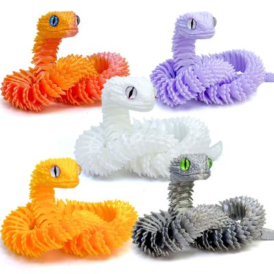 5pcs 18inch 3D Printed Snake Toy,Flexible Articulated 3D Printed Animal Fidget ADHD Snakes Toy,Kids Adults Collectors Desk Decor Toys (STL5-Silvery/Purple/White/Golden/Red Gold)