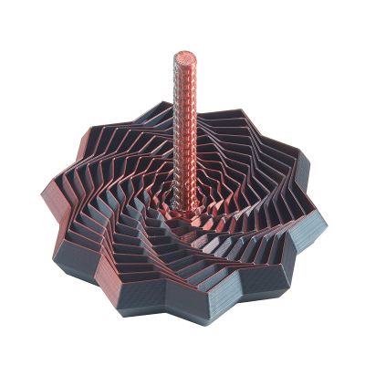 3D Printed Expanded Sensory Star with Handle, Custom Dual/Tri/Quad-Color Printing,Dual Motion Hypnotic Spiral for ADHD Focus & Stress Relief,Office Desktop Fidget Toy (Black-Red, S-13 Rings)