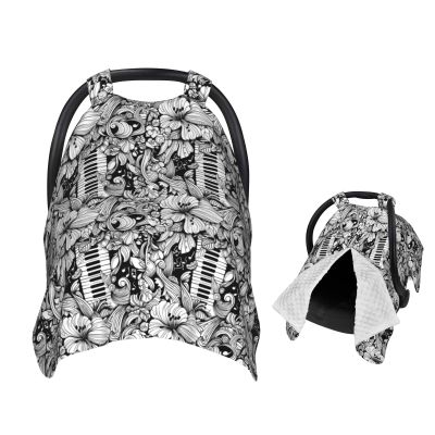 Muishi Black and White Music Baby Car Seat Canopy Nursing Cover for Newborn Car Seat Breastfeeding Covers Blanket Newborn Shower Gift