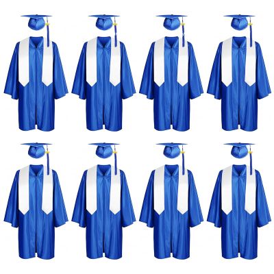8 Set Kindergarten Graduation Gown Grad Cap Set, 2026 Preschool Graduation Outfit with Gown Cap tassel and Stole for Kids (27 IN)
