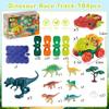 Dinosaur Toys Race Track, 184PCS Flexible Track Playset for Kids with 2 Dino Car Shells 7 Dinosaur Toys, 360 Loop Anti Gravity Race Car with Lights, Birthday Gifts for 3 4 5 6 7 Years Boys Girls view 3
