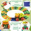 Dinosaur Toys Race Track, 184PCS Flexible Track Playset for Kids with 2 Dino Car Shells 7 Dinosaur Toys, 360 Loop Anti Gravity Race Car with Lights, Birthday Gifts for 3 4 5 6 7 Years Boys Girls view 4