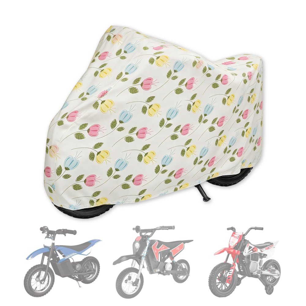 YUYAKACover Kids Motorcycle Bike Cover, Waterproof Outdoor Ride-On Toy Cover for Electric Bikes, Tricycles and Toy Motorcycles, Windproof, Breathable, Universal Fit Cover Only (Flowers)