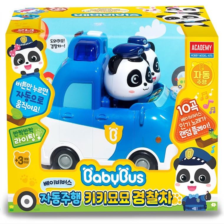  Academy BabyBus Auto-Driving Police Car Toy  Musical Obstacle Avoidance Vehicle, Kiki Miumiu