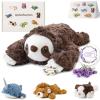 1.8 LB Brown Sloth Weighted Stuffed Animal | Microwavable Heatable & Coolable Heating Pad with Tourmaline Beads & Lavender | Long Lasting Cozy Warmth Plush Toy | Includes Gift Box & Greeting Card view 1