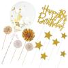 NAMOARLY Happy Birthday Cake Topper and Party Cake Pick Set Gold 18Th Birthday Decoration Star-Shaped for Anniversary and view 1