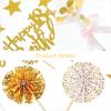 NAMOARLY Happy Birthday Cake Topper and Party Cake Pick Set Gold 18Th Birthday Decoration Star-Shaped for Anniversary and view 3