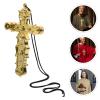 BRIGHTFUFU Plastic Cross Necklace for Halloween Cosplay Men Women, Gold Color Cross Charm Pendant, Lightweight Dress-Up Accessory for Costume Parties and Role Play view 3