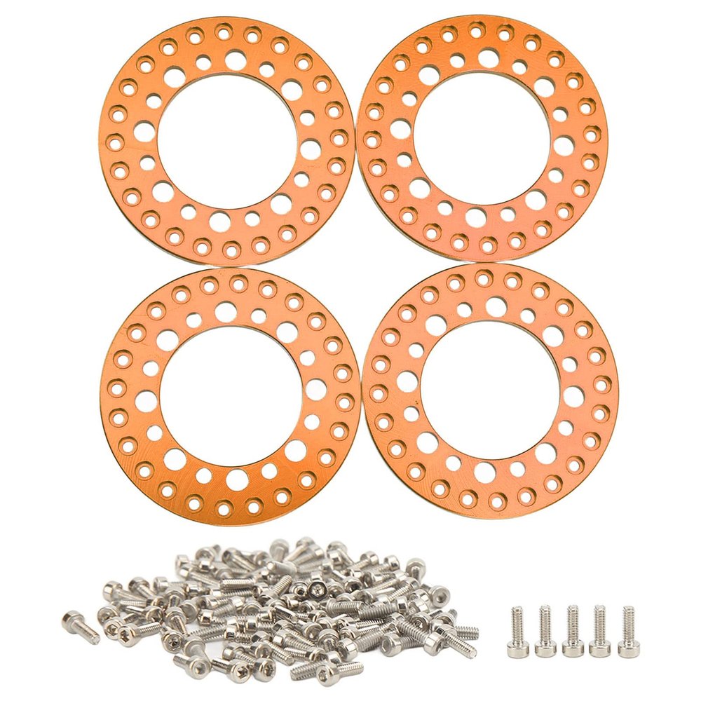 4Pcs 1.9in Wheel Outer Rings Rims, Aluminum Alloy RC Wheel Accessories, CNC Machined Beadlock Rings for 1/10 RC Cars, Enhanced Stability and Durability for Axial SCX10 90046 and Tr (Orange)