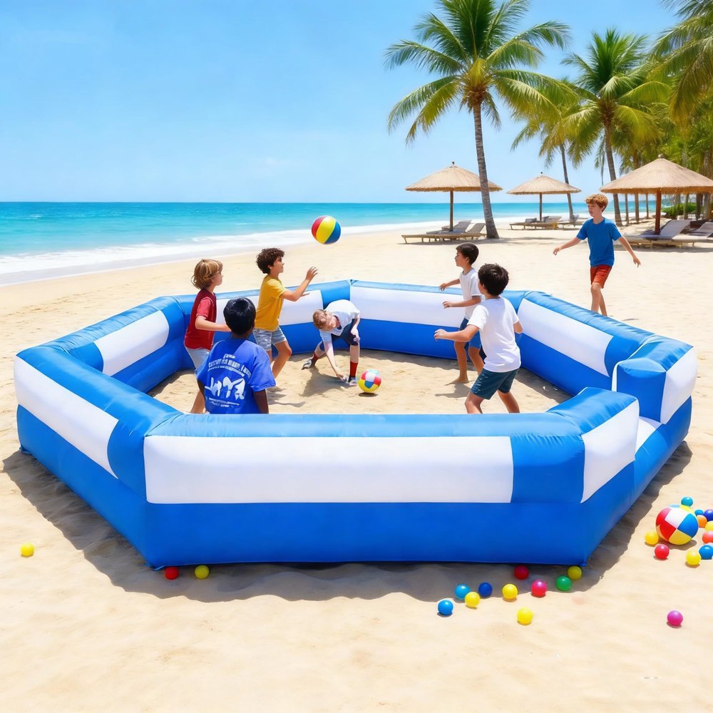 15FT Gaga Ball Pit Inflatable PVC with Powerful Blower, Portable Gagaball Court for Indoor Outdoor Family Activities Inflatable Sport Games