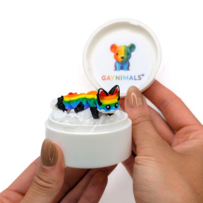 Gaynimals Articulated Rainbow Fox Fidget Toy  3D Printed Sensory Desk Pet  Stress Relief & Calming Tool for Adults & Teens  Bushy Tailed Pride Figure (1 Pack, Gift Boxed)