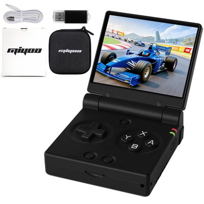 Miyoo Mini Flip Handheld Game Console 2.8-inch 750*560 IPS Screen 2500mAh Miyoo-mini Flip Clamshell Retro Games Consoles OnionOS-64GB Black