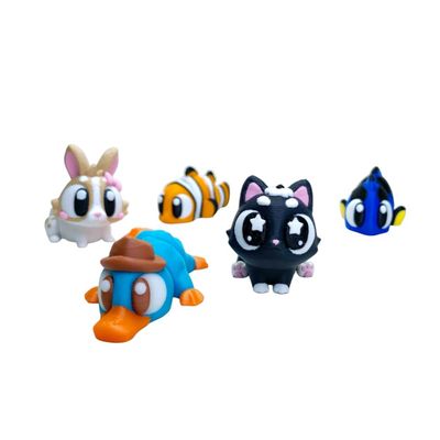 3D Printed Animal Desk Toys, Stress Relief Fidget Figures, Cute Mini Animal Collection, 5 Pack