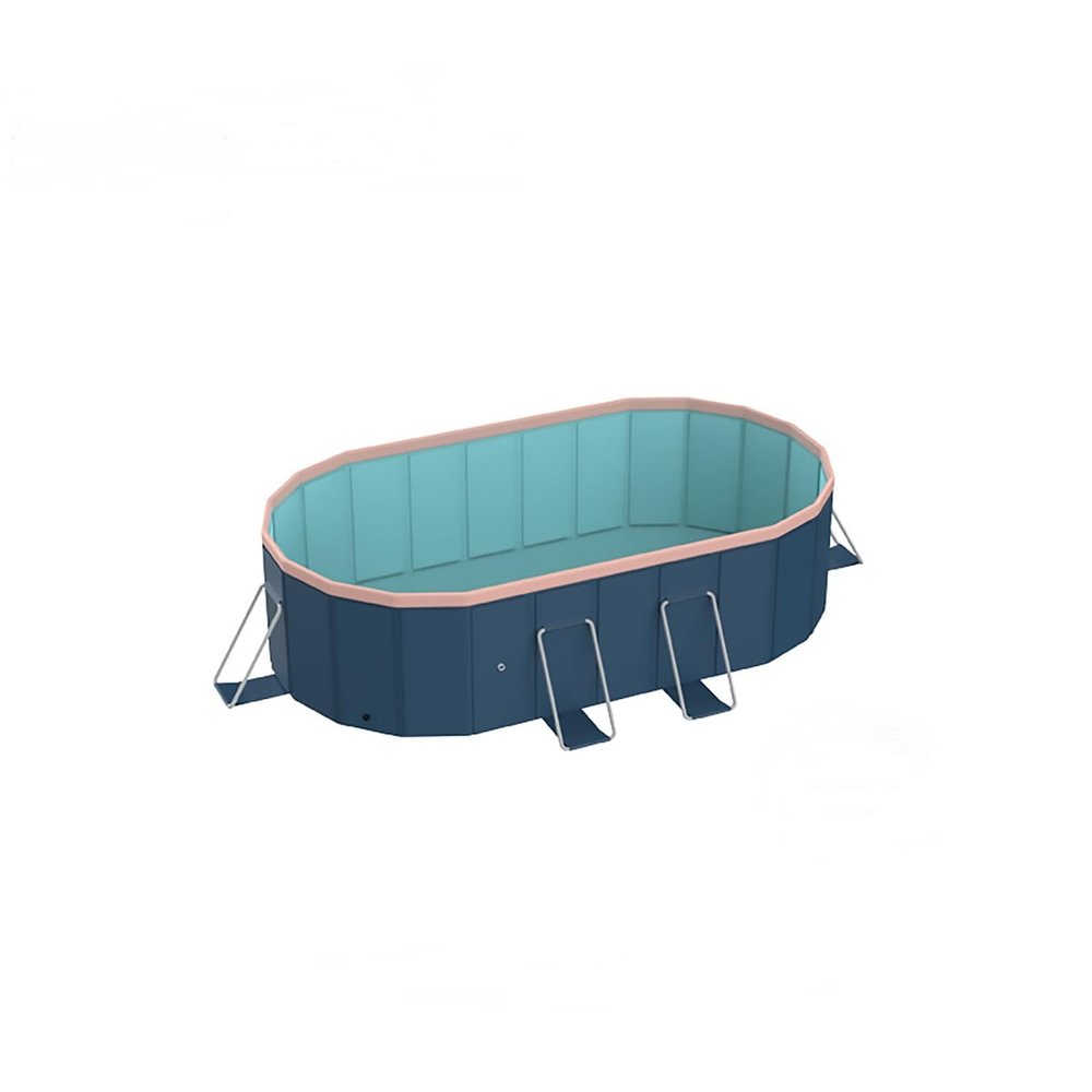 2.1M PVC Folding Pool (Not Inflatable) Bathes and Cools in Summer, Suitable for Outdoor Patio Beach Garden Blue-Gray PVC Outdoor Swimming Pool Strong and Great for Front and Rear Garden Yards -