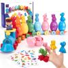 hahaland Toddler Learning Toys for 2 3 Year Old Montessori Counting Matching Train Set with 8 Dinosaurs & Sorting Easter Eggs, Dino Stickers Toddler Toys for Kids 1-3 Years Easter Basket Stuffers view 1