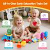 hahaland Toddler Learning Toys for 2 3 Year Old Montessori Counting Matching Train Set with 8 Dinosaurs & Sorting Easter Eggs, Dino Stickers Toddler Toys for Kids 1-3 Years Easter Basket Stuffers view 2
