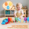 hahaland Toddler Learning Toys for 2 3 Year Old Montessori Counting Matching Train Set with 8 Dinosaurs & Sorting Easter Eggs, Dino Stickers Toddler Toys for Kids 1-3 Years Easter Basket Stuffers view 3
