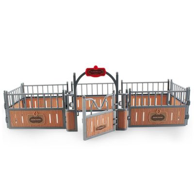 DAGLLGEW Horse Stable Playset Fence 17.3x7.9x5.9'' Realistic Plastic Horse Barn Playset Fence Imaginary & Creative Educational Toys Accessories for Lovers