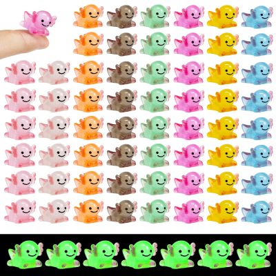 104 Pcs Luminous Mini Resin Axolotl Figurines,Glow in The Dark Colorful Axolotl Desk Pets for DIY Garden, Dollhouse, Aquarium, and Micro Landscape Dcor