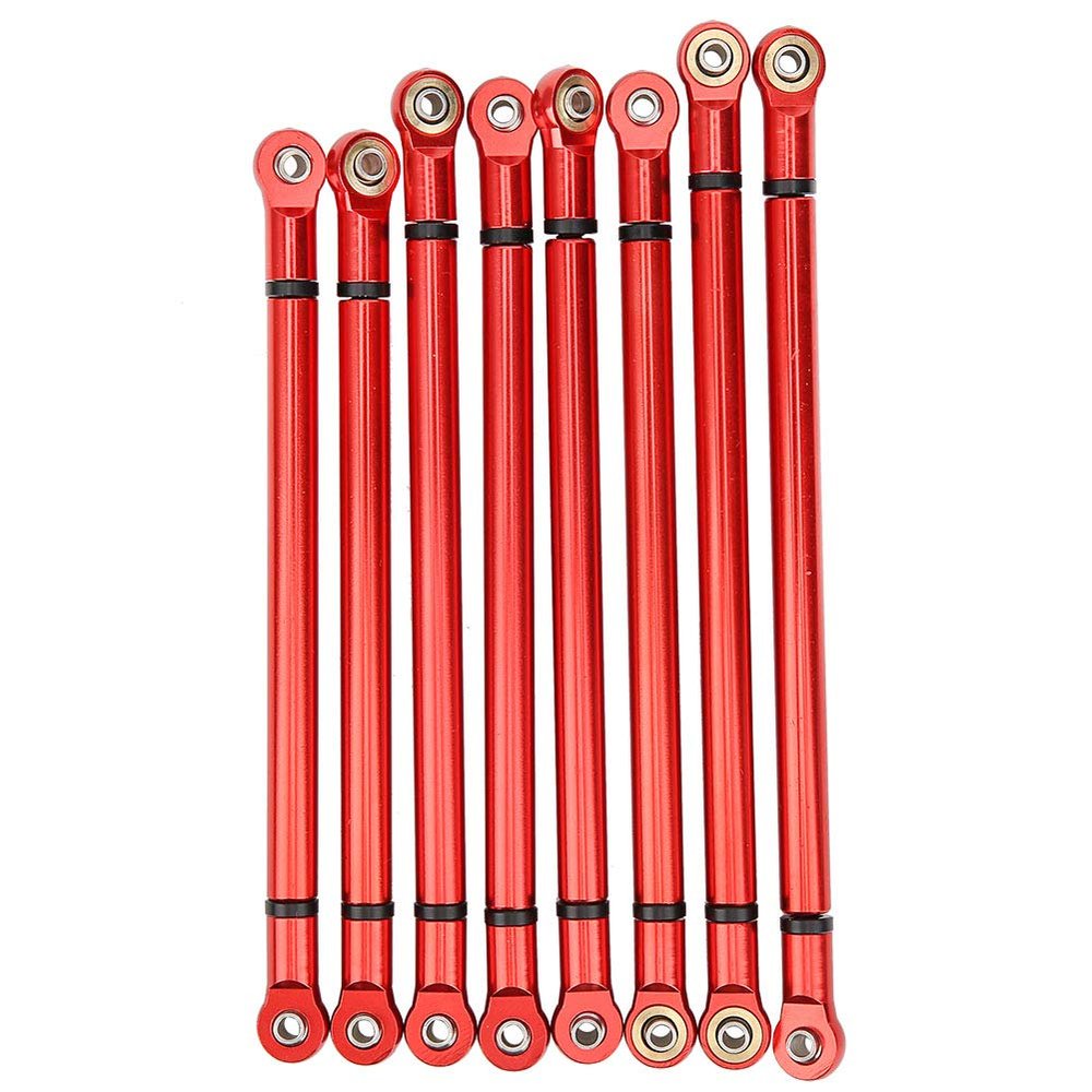 8Pcs Chassis Aluminium Alloy Link Rod, RC Link Rod Accessory, Upgrade Metal Parts for SCX10 1/10 Scale 313mm Wheelbase RC Crawler Car, Includes 115mm 125mm 130mm Length Rods with 7 (Red)