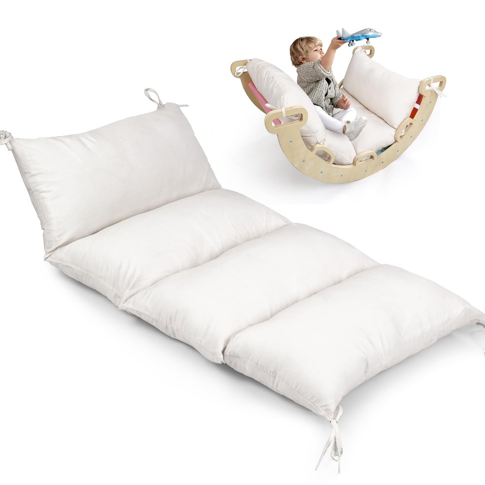 BlueWood Cushion for Climbing Arch, Montessori Philosophy Soft and Non-Slip Pillow for Kids, Pikler Cushion for Reading, Playing, Games, Parties (White)