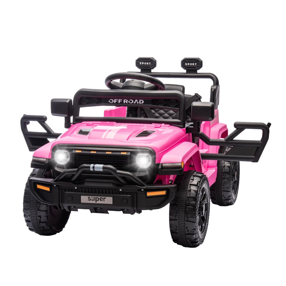 12v Ride on Car for Kids with Parent Remote Control, Electric Power Wheel Car w/ 2 Speeds, Spring Suspension, Music, LED Lights & Safety Belt - Toddler Ride on Toy Car for Age 3+Pink