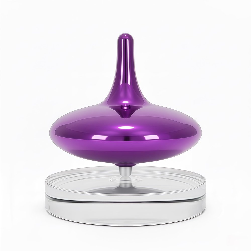 Hautech Electric Spinning Top for Adults 6+ Hour Spin, LED Light Show, Glass Base, Desktop Toy for Focus & Stress Relief (Exploration Purple)