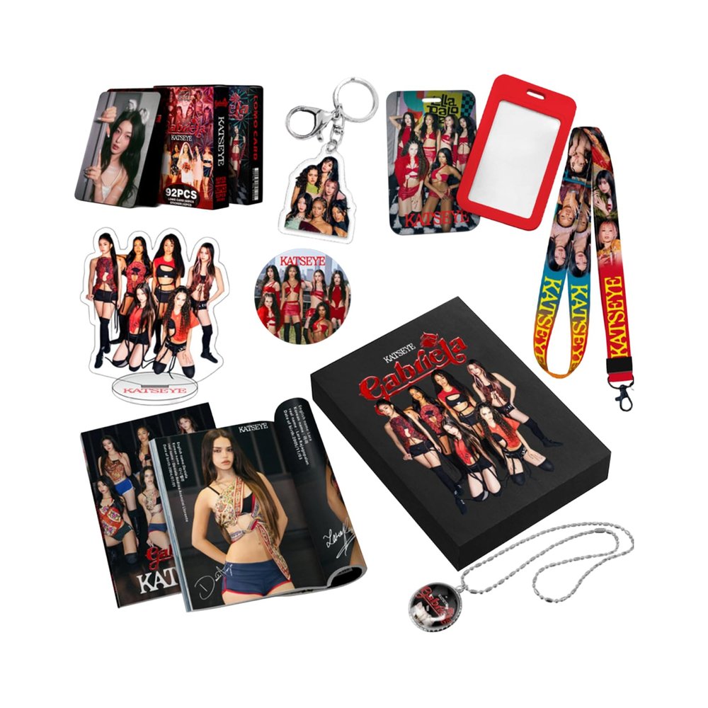 Katseye Gift Box Gnarly Gabriela Album Gift Box Set with 1*c-ard + 1*keychain + 1*stand-up card + 1*brooch + 1*portrait + 1*string + 1card holder Katseye Merch for Fans