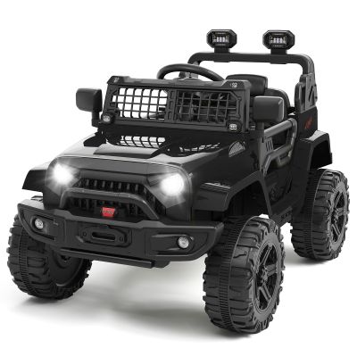 12V Ride on Toys, Electric Car with Remote Control,Ride on Car w/ 4-Wheeler Suspension, 3 Speeds, Led Lights, Bluetooth Music Player, Black