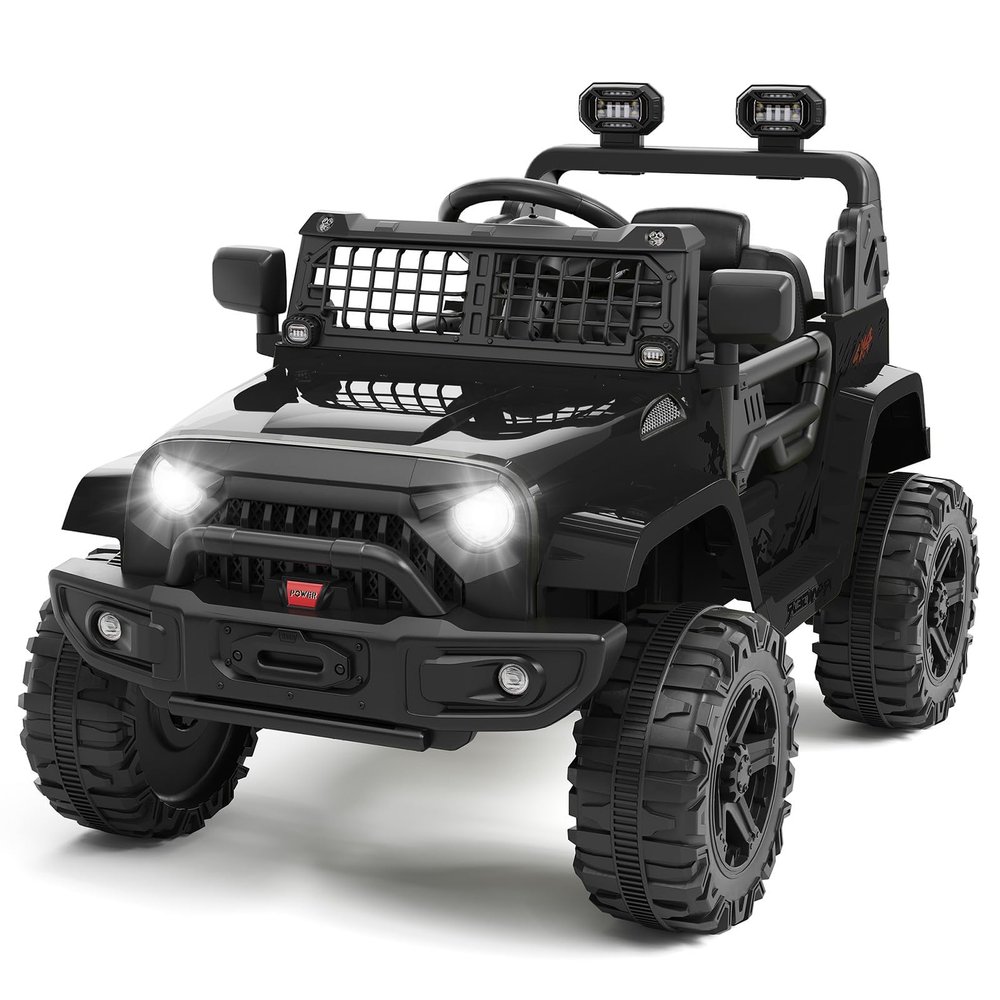12V Ride on Toys, Electric Car with Remote Control,Ride on Car w/ 4-Wheeler Suspension, 3 Speeds, Led Lights, Bluetooth Music Player, Black