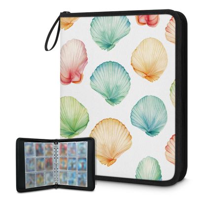 DXTKWL Card Binder Colored Ocean Seashell 9 Pocket Trading Card Holder 900 Pockets with 50 Removable Sleeve Waterproof Album Book Storage for Cards