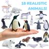 33 PCS Arctic Animals Figurines Set, Winter Animals Toy Figures With Display Box, Diorama Project Supplies Include Polar Bear, Penguin, Trees, Igloo, Fake Snow, Ice Rocks, Backdrop for Kids School DIY view 2