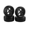 1:10 RC Off-Road Tires & Wheels Set RS Rubber Tyre + Plastic Rims Fits for HSP 94107/94166 for Tamiya 44001 confident(Black) view 1