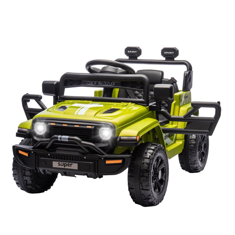 12v Ride on Car for Kids with Parent Remote Control, Electric Power Wheel Car w/ 2 Speeds, Spring Suspension, Music, LED Lights & Safety Belt - Toddler Ride on Toy Car for Age 3+,Green