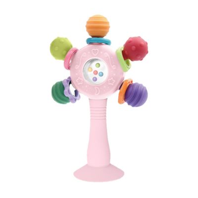 Baby Rattle Toys,Baby Teether Teething Toys for Babies 0 3 6 9 12 18 Months,Baby Sensory Toy for 0-6 6-12 Months, Montessori Early Education,Manhattan Ball,Grasp Training Toy (Pink)