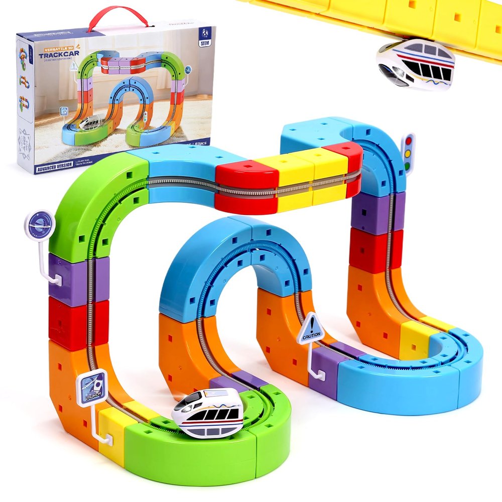 Arnbz 2026 New Infinity Racer 3D Train, 3D Stem Electric Train Set for Kids, DIY Assembled Track Vehicle, Create Lab Gravity Tracks, Educational Gift (Standard Edition)