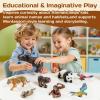 8Pcs Solid Safari Animals Figures for Kids, Zoo Animals Toys, Plastic Jungle Animals Figurines Toy Set, Elephant, Panda, Tiger,Macaw,Parrot,Snake,Orangutan,Monkey Educational Learning Playset view 3