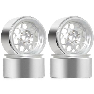 4pcs Metal 2.2" Beadlock Wheel Rim Wheel Hub 1/10 RC Crawler for Axial for Traxxas TRX4 D90 confident(Silver)