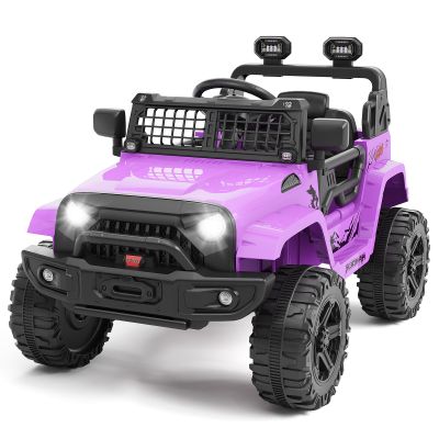 12V Ride on Toys, Electric Car with Remote Control,Ride on Car w/ 4-Wheeler Suspension, 3 Speeds, Led Lights, Bluetooth Music Player, Purple