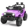 12V Ride on Toys, Electric Car with Remote Control,Ride on Car w/ 4-Wheeler Suspension, 3 Speeds, Led Lights, Bluetooth Music Player, Purple view 1