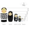 AwnsIMfreien Nesting Dolls, Russian Dolls, 5PCS Wooden Russian Nesting, Cute Black and White for Kids Adults, Waterproof Stacking Matryoshka Doll for Easter Birthday view 2