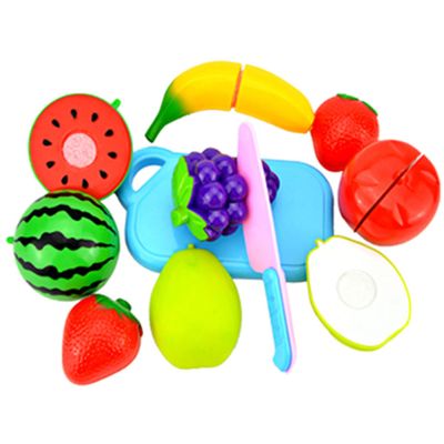 AwnsIMfreien Play Kitchen Accessories, Play Toy Cutting Food Vegetable Fruit Set Plastic Kitchen Cooking Educational Toys 8PC for Children Kids, Food
