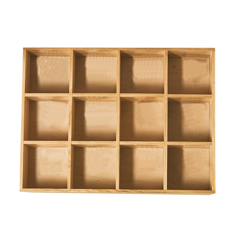 Aramox Action Figure Wooden Storage Shelf, Solid Wood Organizer with 12 Compartments for Bedroom and Living Room (with Back Panel)