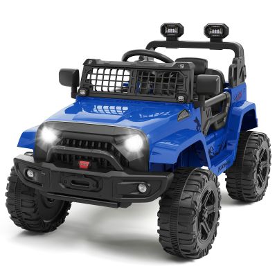 12V Ride on Toys, Electric Car with Remote Control,Ride on Car w/ 4-Wheeler Suspension, 3 Speeds, Led Lights, Bluetooth Music Player, Blue